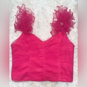 Tulle noodle strap top